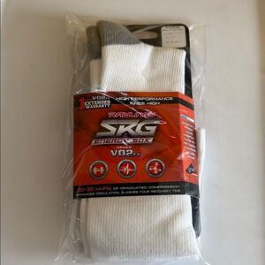 Rawlings SKG Energy Sox White and Gray Athletic Socks 20-30mmHg Knee High